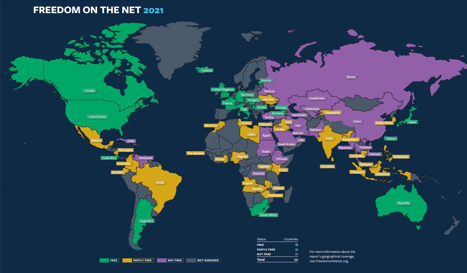 O'zbekiston erkin internetga ega bo'lmagan davlatlar qatorida qoldirildi – Freedom House O'zbekiston erkin internetga ega bo'lmagan davlatlar qatorida qoldirildi – Freedom House