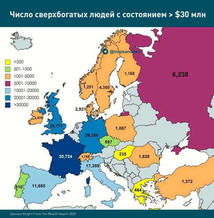 Boyligi 30 million dollardan ortiq bo'lgan o'ta boy odamlar soni