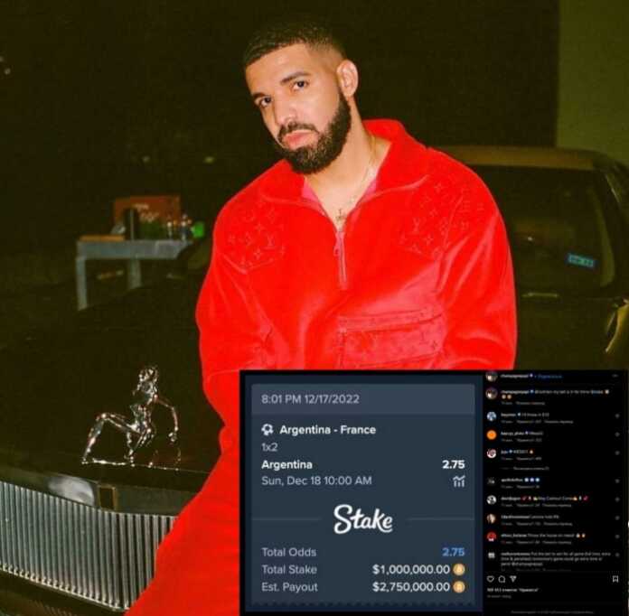 Mashhur reper Argentinaning Fransiya ustidan g'alabasiga juda katta pul tikdi