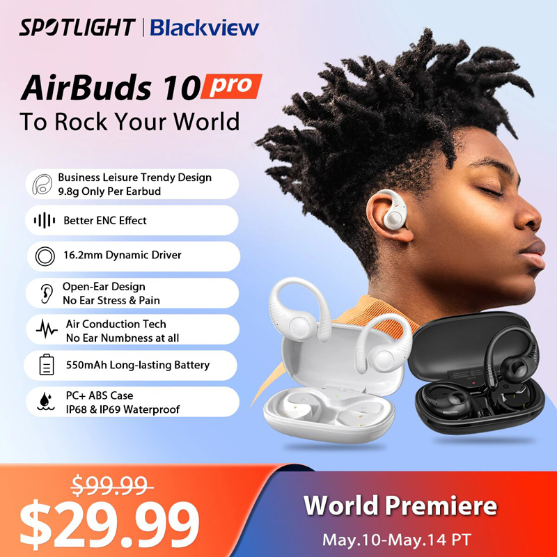 Lazer diapazonli Blackview BV9300 mustahkam smartfoni va AirBuds 10 Pro minigarnituralari uchun birinchi chegirma /2